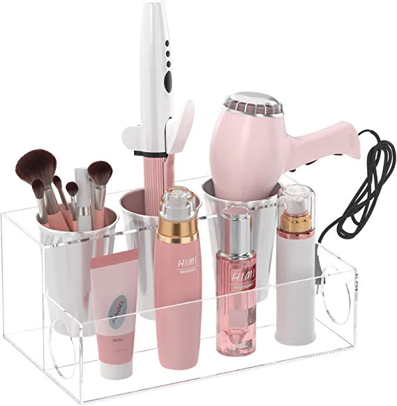 Amazon.com: HIIMIEI Hair Tools Organizer Clear Acrylic Hair Dryer Holder Countertop Blow Dryer St... | Amazon (US)