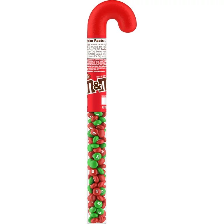 M&M'S Christmas Stocking Stuffer Milk Chocolate Candy Cane - 3 oz Tube | Walmart (US)