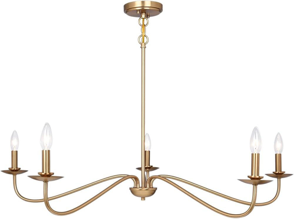 Modern Chandelier, 5 Lights Chandelier for Dining Room, Gold Chandelier Light Fixture Adjustable ... | Amazon (US)