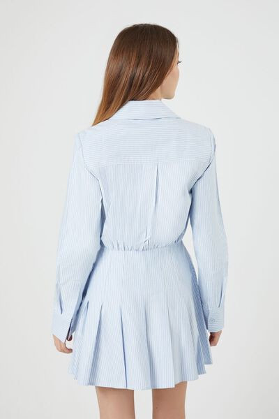 Pleated Pinstriped Poplin Mini Dress | Forever 21 (US)