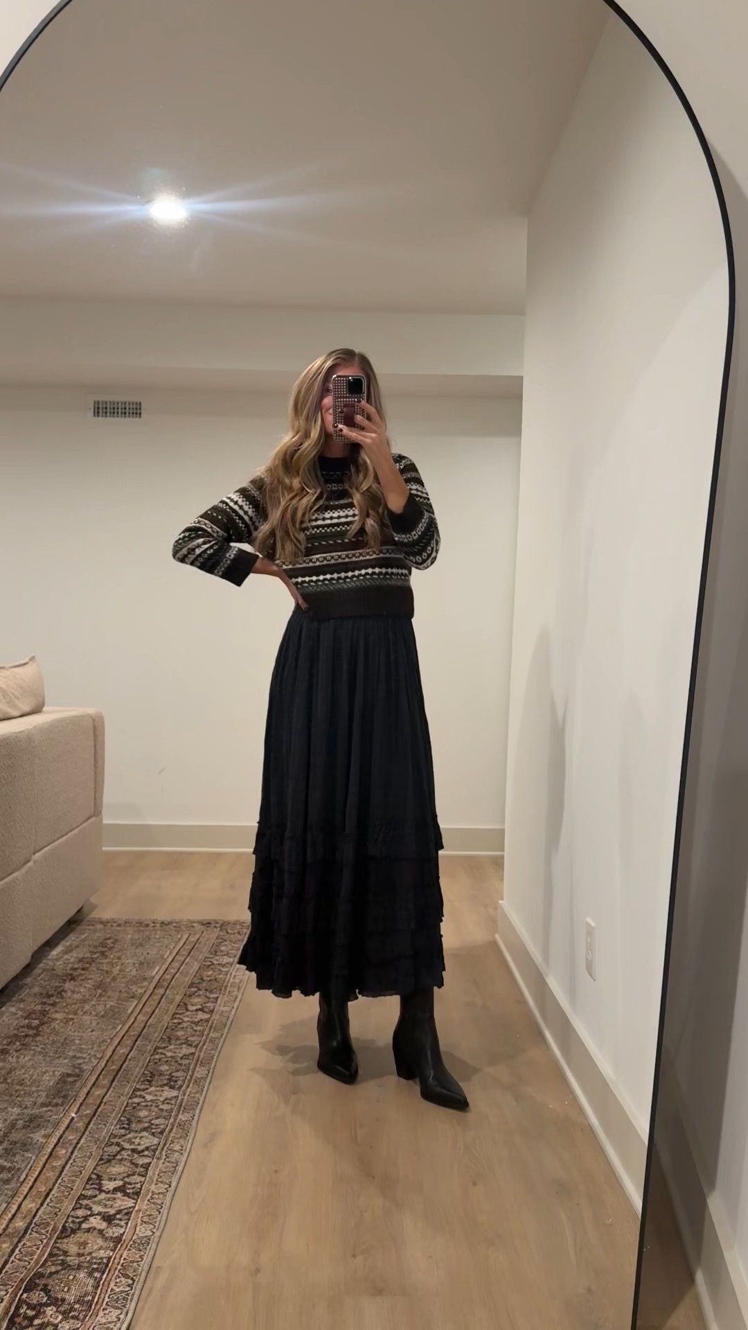 Church outfit today for fall. Size down in skirt! Stretchy waist band. No need to size up if you are pregnant. 
Size medium in sweater. It does run more on the fitted side and it’s a little itchier so keep that in mind! 




Thanksgiving outfit, maxi skirt, Christmas sweater, holiday outfit, free people, Zara 

#LTKTall #LTKHoliday tall girl friendly bump friendly 