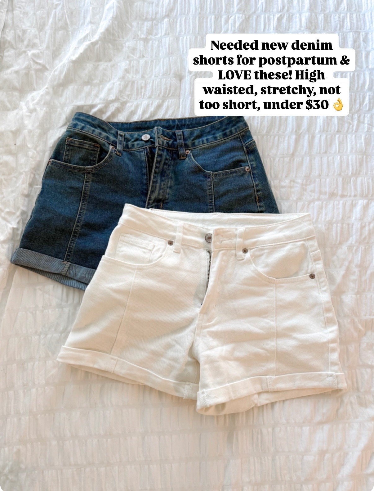 Postpartum approved denim shorts 👌