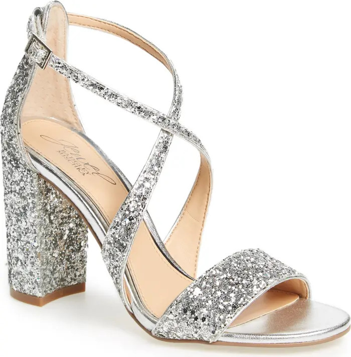 Jewel Badgley Mischka Cook Block Heel Glitter Sandal | Nordstrom | Nordstrom