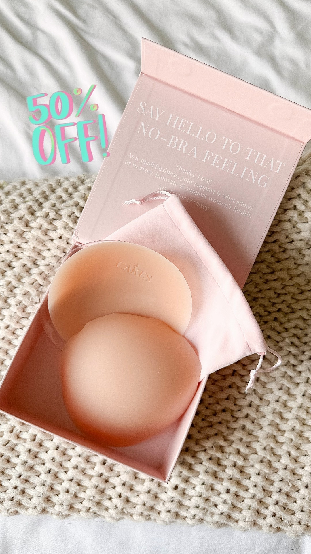 Cakes are 50% off today only!  Love wearing these with bras that show a little too much nip, swimsuits, or even shirts with built in bras for a little more coverage.

#LTKmomlife #LTKBeauty #LTKSaleAlert