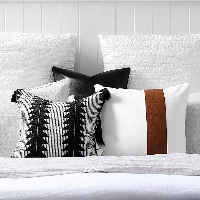 Inspired Ivory Geo Throw Pillow Covers - Set of 3, 18" x 18", Modern, Boho, Farmhouse Decor - Thi... | Amazon (US)