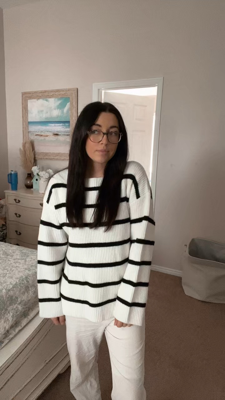 I am seriously excited for comfy clothes season!! I love a good sweatshirt or sweatpants. Striped sweaters are my weakness, I love this one that is a best seller! Casual outfits for fall. Fall transition looks. Easy outfits for moms and women that like cute comfy looks  

#LTKFind #LTKSeasonal #LTKunder50
