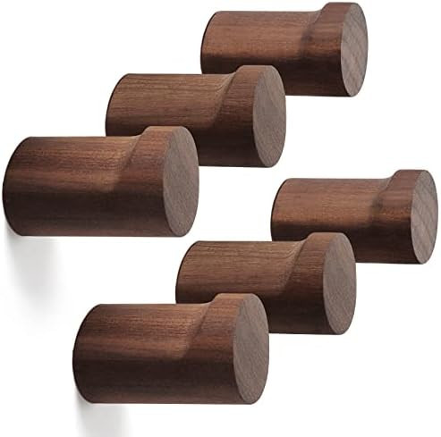 Wood Wall Hooks 6 Pack, Natural Wooden Coat Hooks Wall Mounted, Handmade Rustic Hat Hooks Heavy D... | Amazon (US)