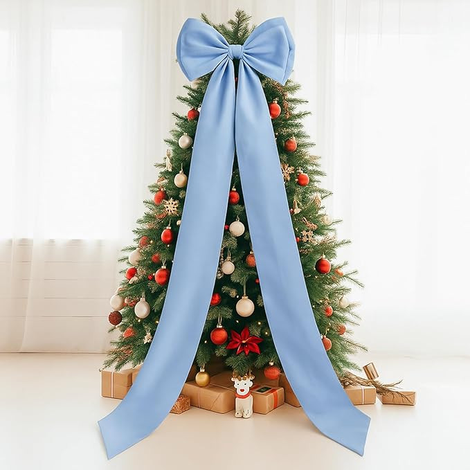 Giant Bow Decor Christmas Tree Topper Decoration Big Bows for Room Wall Backdrop 75x18 Inch Ribbo... | Amazon (US)