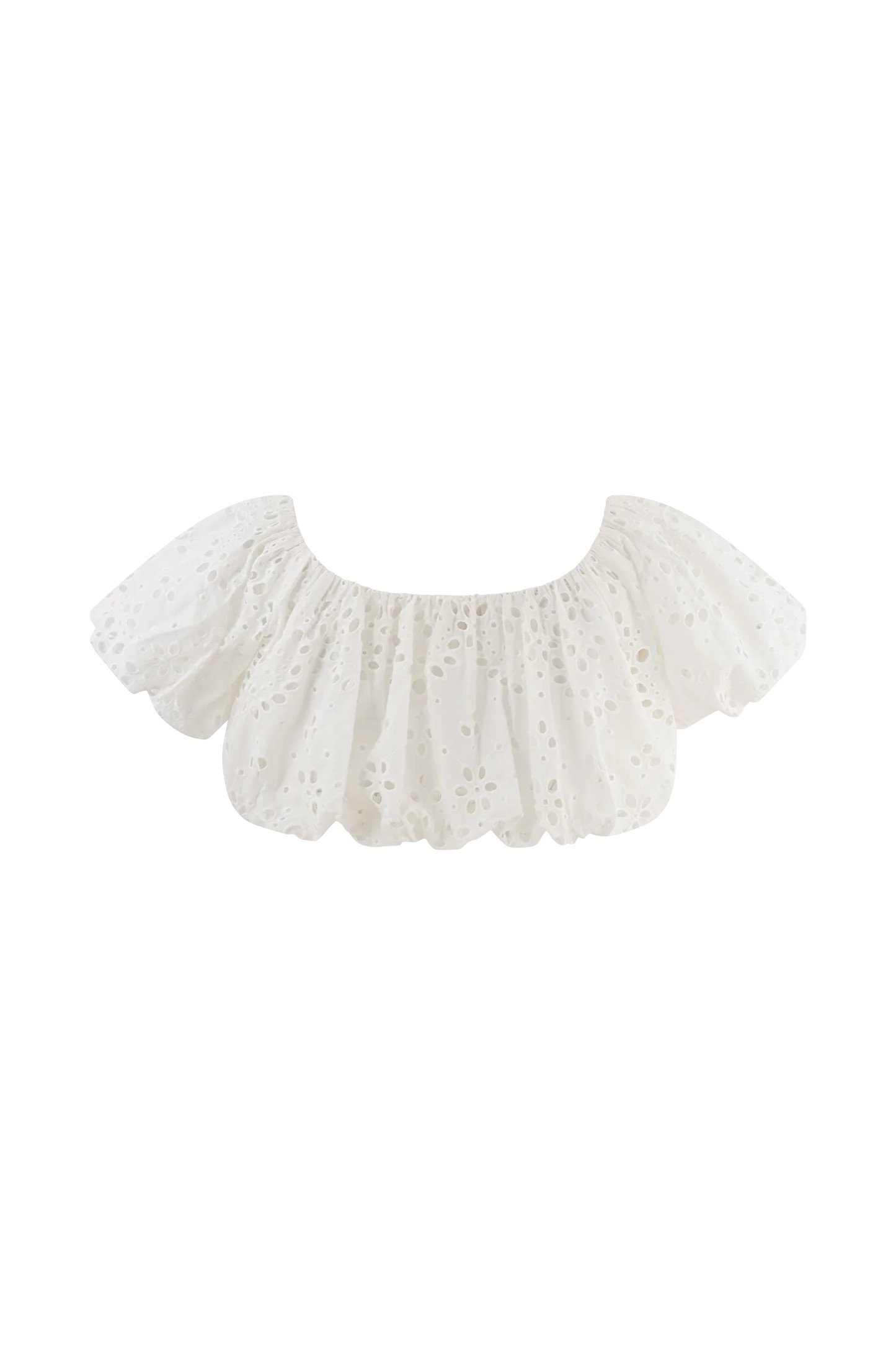 Autumn Off Shoulder Broderie Top - White | Meshki (APAC)