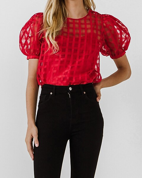 English Factory Plaid See Through Top | Express