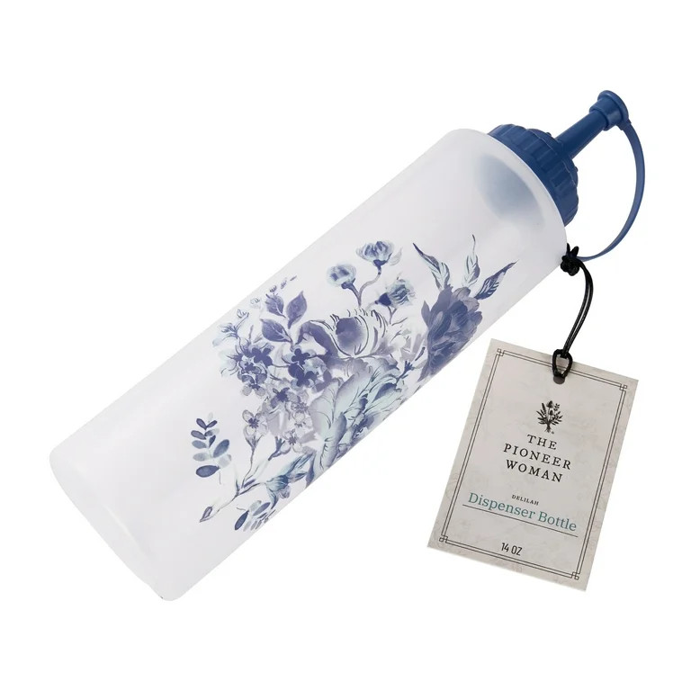 The Pioneer Woman Delilah 14-Ounce Oil & Vinegar Plastic Dispensing Squeeze Bottle, Blue | Walmart (US)