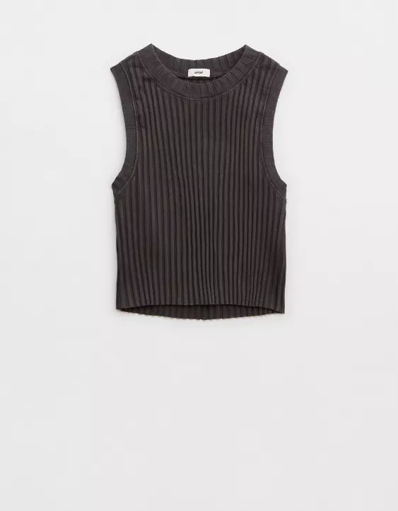 Aerie High Neck Ribbed Tank Top | Aerie