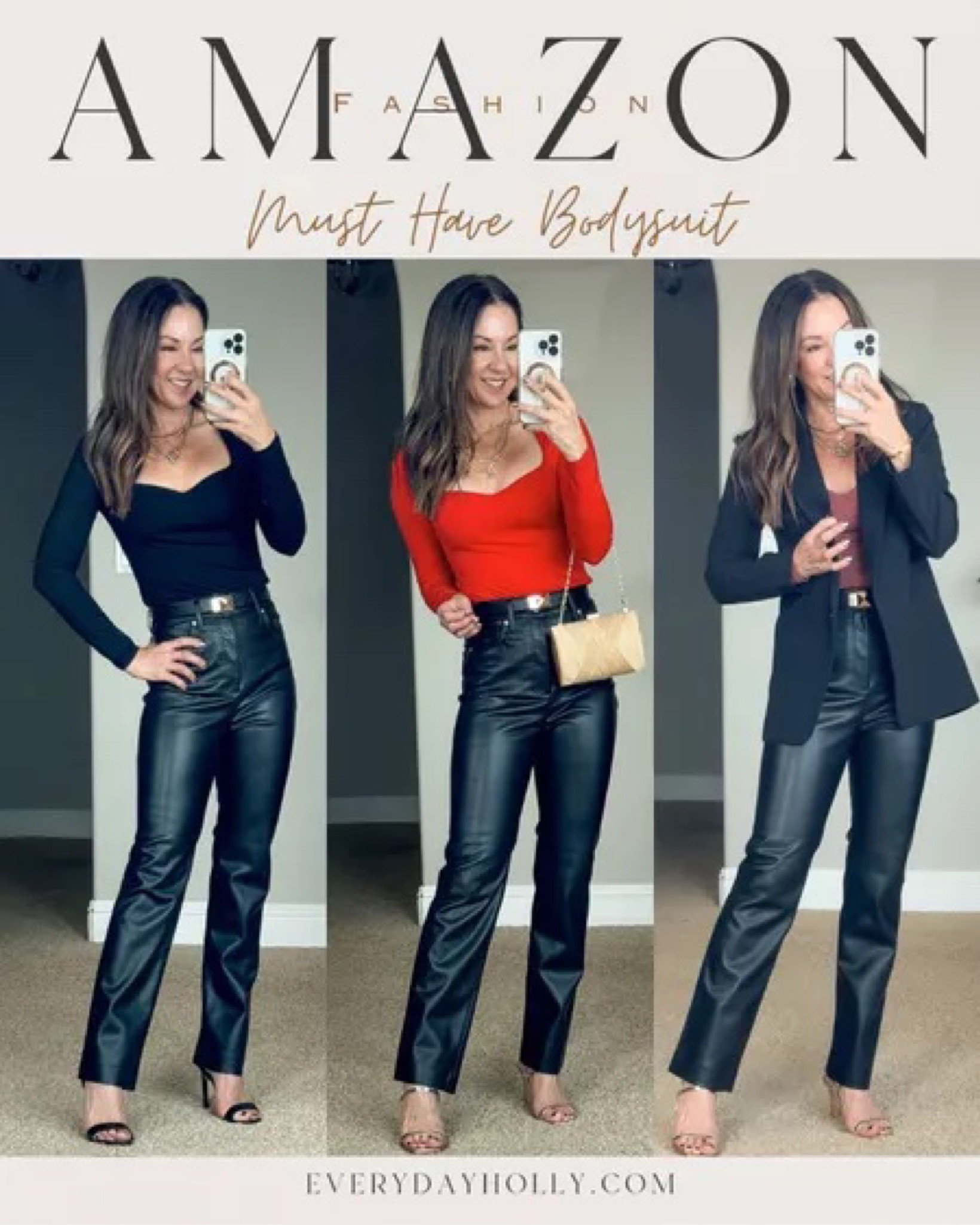 Must have bodysuit perfect for date night, layering. size small in black, ruby, marsala. Buttery soft, double lined, slimming. super high, waisted, leather slim pants. 0 Short. Belt small. Heels TTS

Date night outfit  Date night  Bodysuit  Faux leather  Handbag  Clutch  Style  Winter  Winter outfit  Layer  Belt Express

#LTKstyletip #LTKHoliday #LTKSeasonal