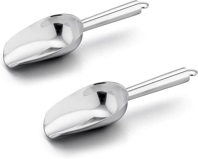 E-far 6 Ounce Ice Scoop Set of 2, Small Stainless Steel Scoops for Ice Cube/Candy/Flour/Sugar, Me... | Amazon (US)