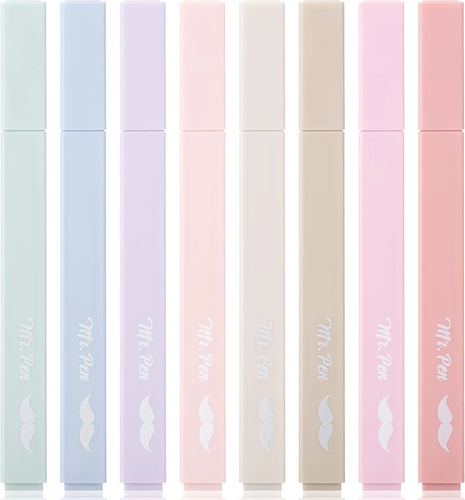 Mr. Pen- Aesthetic Highlighters, 8 Pcs, Chisel Tip, Muted Pastel Color, No Bleed Bible Highlighte... | Amazon (US)