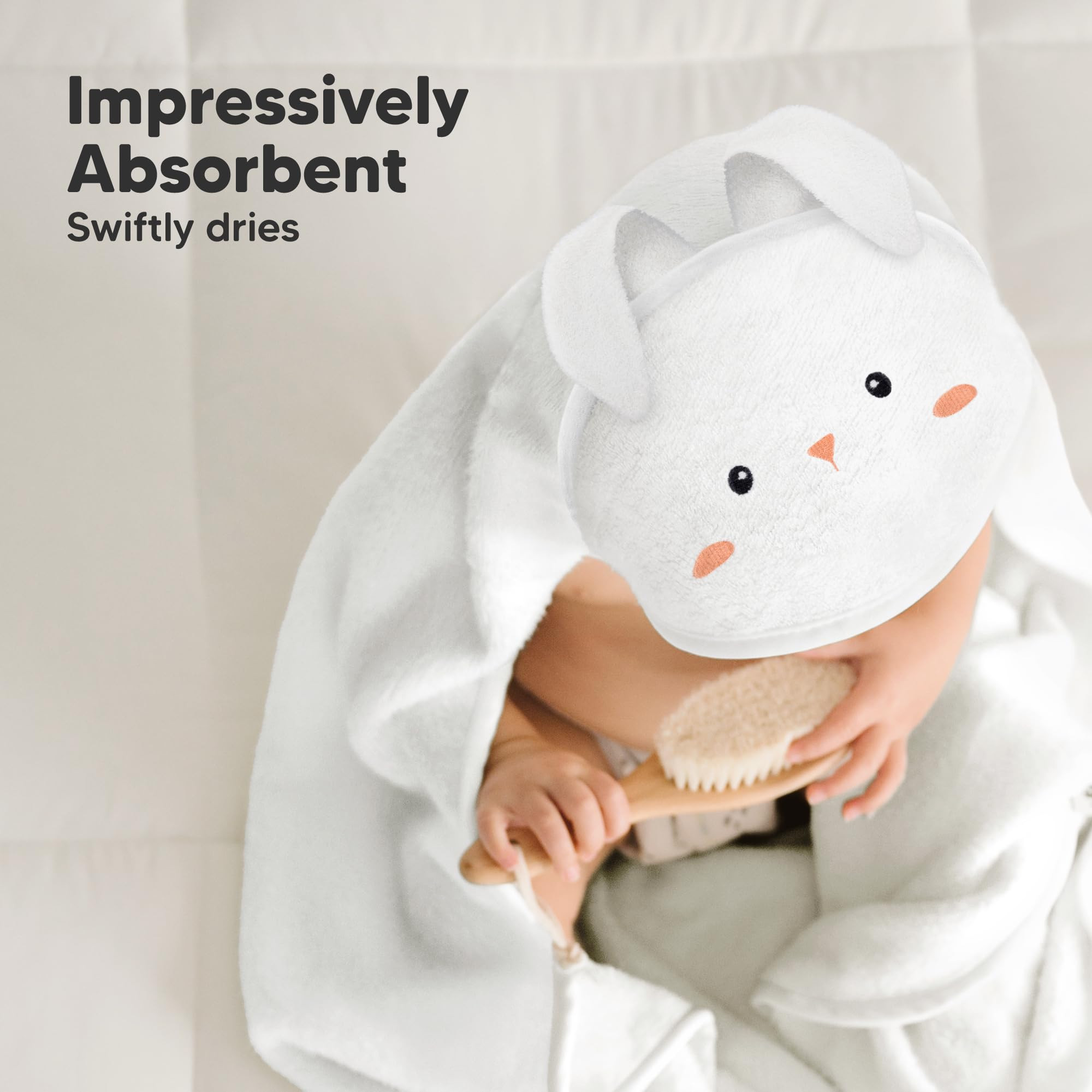 KeaBabies Hooded Baby Towel for Newborn - Viscose Derived from Bamboo Large Baby Bath Towels with Hood for Boys, Girls, Toddler, Extra Absorbent & Soft Newborn Bath Essentials (Bunny, Regular) | Amazon (US)