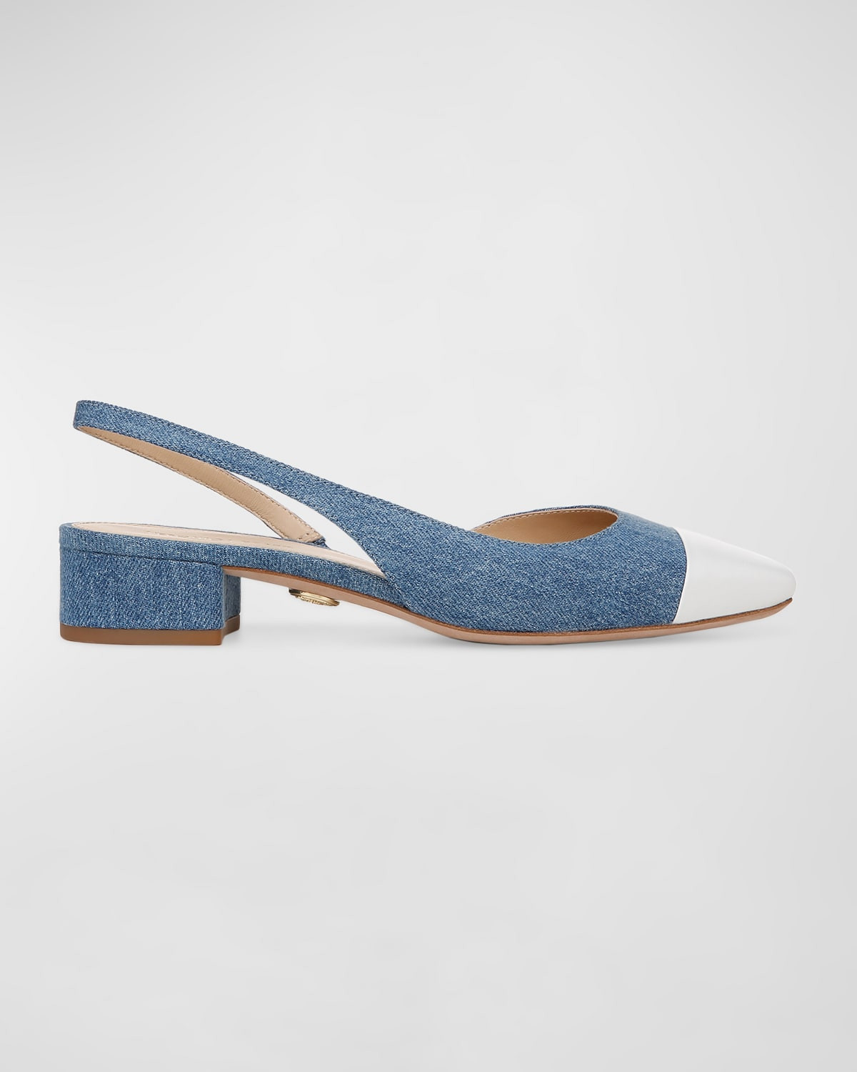 Cecile Denim Leather Slingback Ballerina Pumps | Neiman Marcus