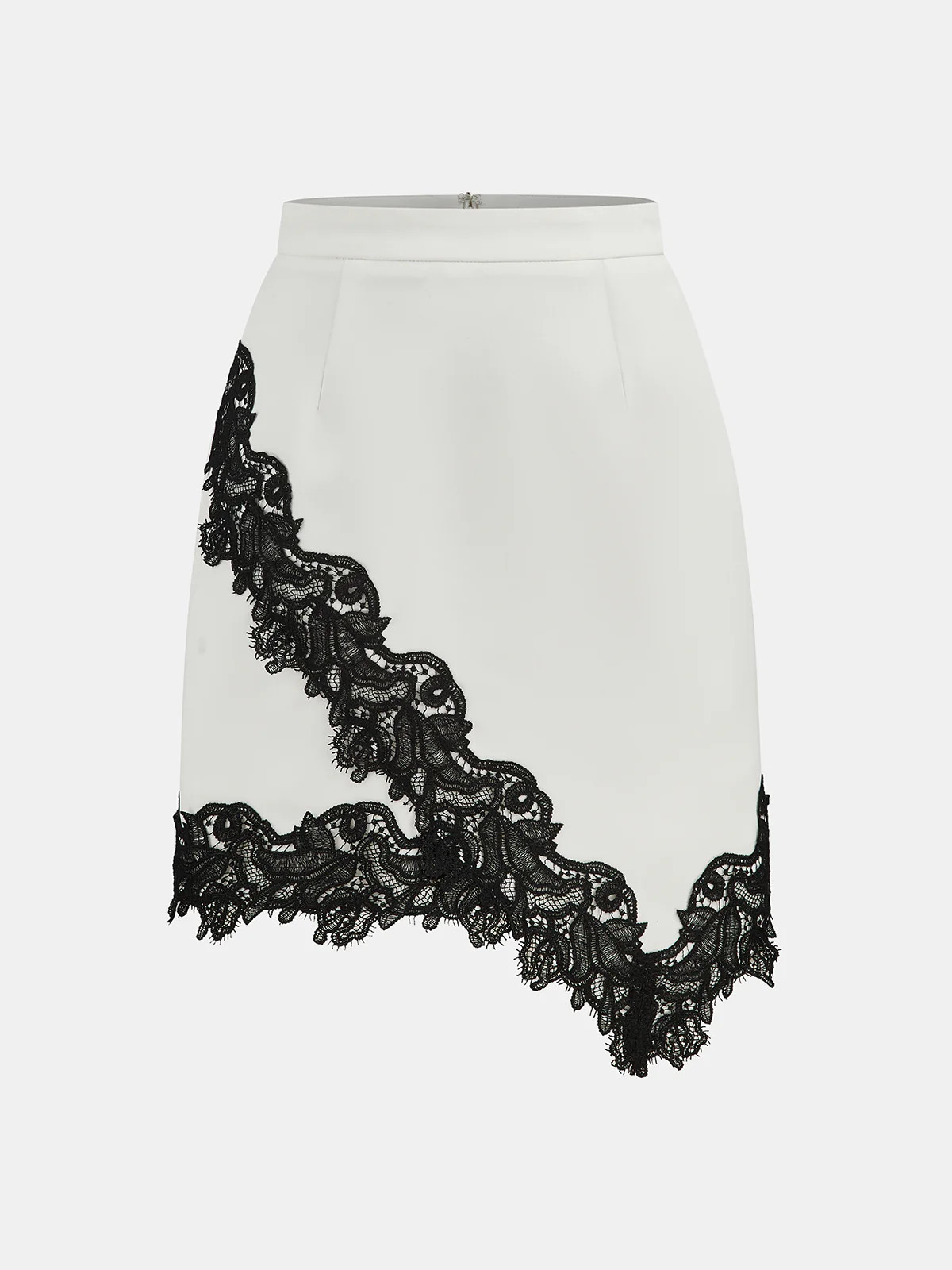 Lace Trimmed Satin Wrap Skirt | Commense