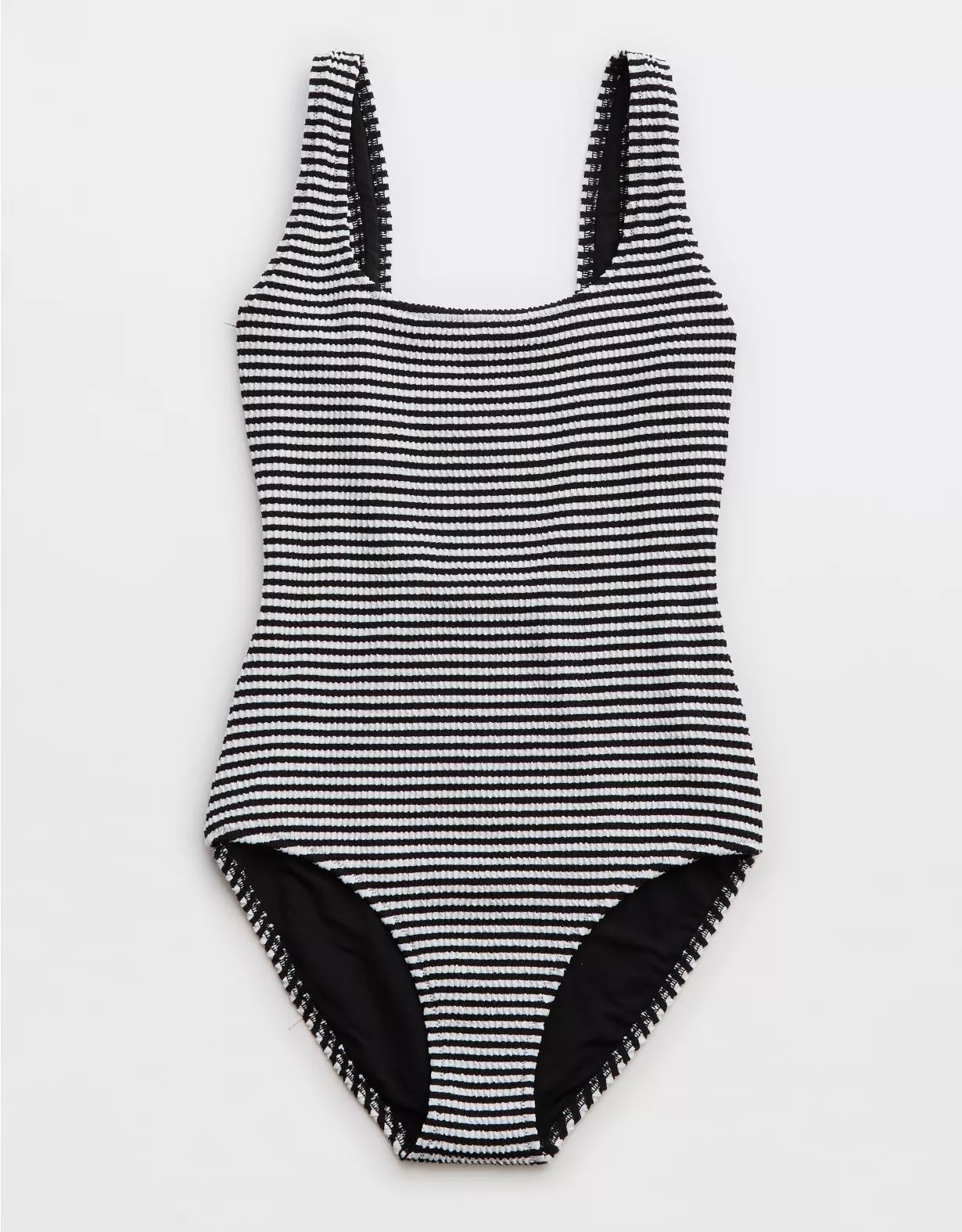 Aerie Crinkle Stripe Wide Strap Scoop One Piece Swimsuit | Aerie