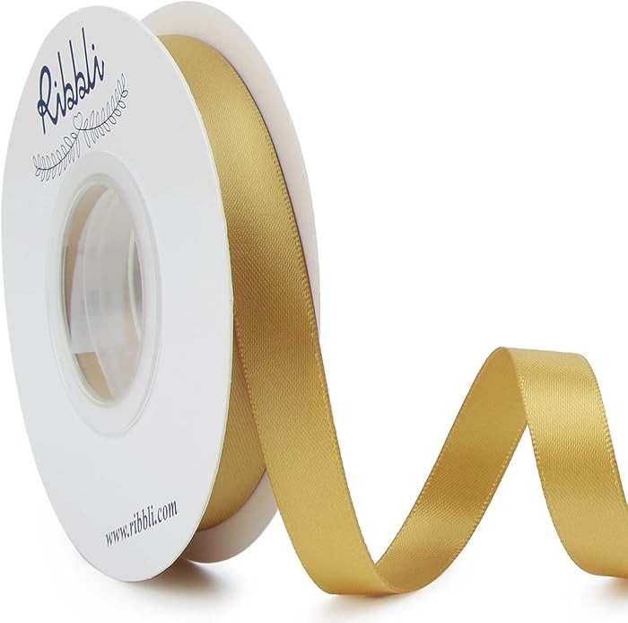 Ribbli Gold Double Faced Satin Ribbon,1/2 Inch x Continuous 25 Yards,Use for Craft Bows Bouquet, ... | Amazon (US)