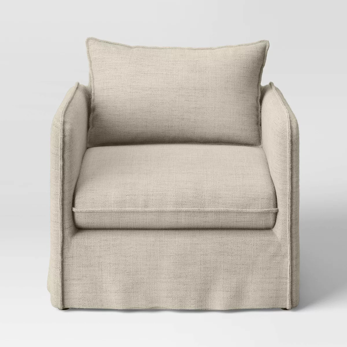 Berea Slouchy Lounge Chair with French Seams Textured Mushroom - Threshold™: Upholstered Polyes... | Target