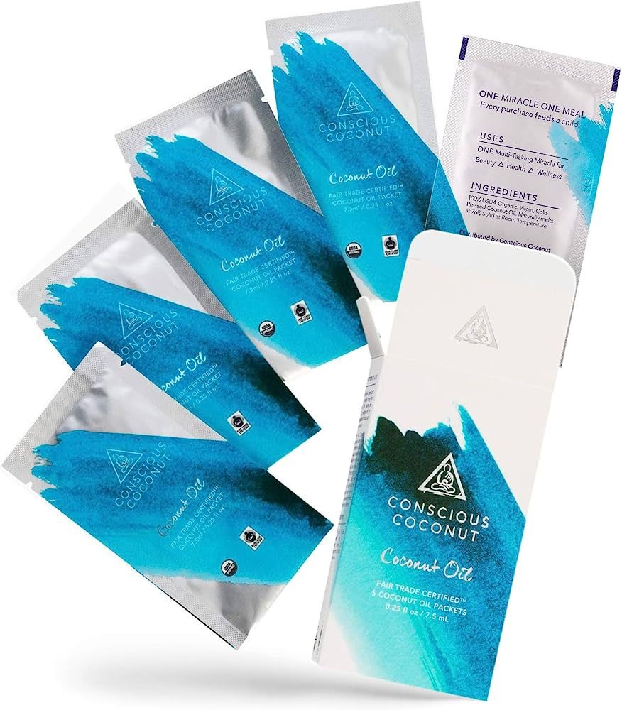 Conscious Coconut Organic Coconut Oil Packets, Coconut Oil for Skin Care and Hair Care, Coconut O... | Amazon (US)