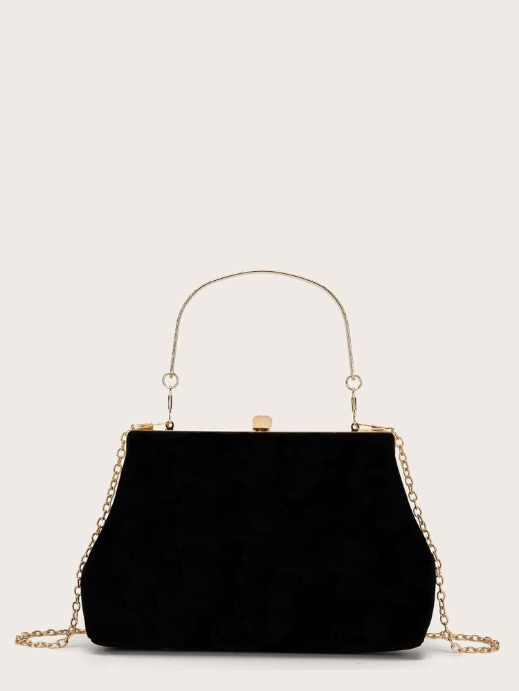 Minimalist Metal Lock Chain Clutch Bag | SHEIN