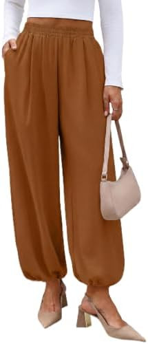 Sampeel Balloon Pants for Women Flowy High Waist Trousers with Pockets | Amazon (US)
