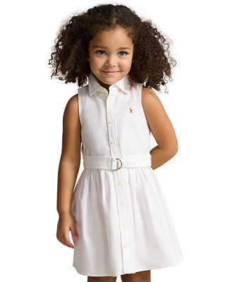 Toddler and Little Girls Belted Cotton Oxford Shirtdress | Macy's