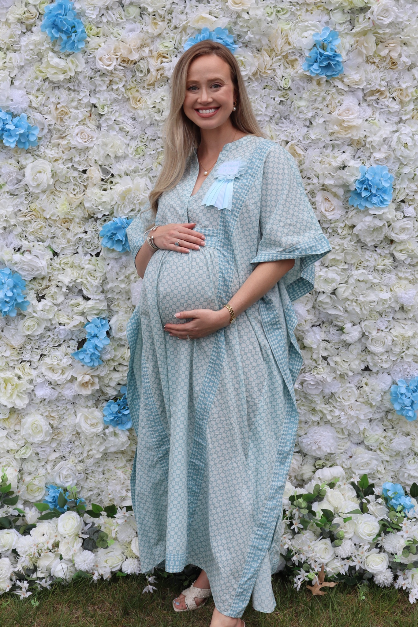 This dress was so easy and loose on what was such a hot day for a shower! Love love love #ltkbump #ltkbaby #maternity #babyshower #babyshowerdress 