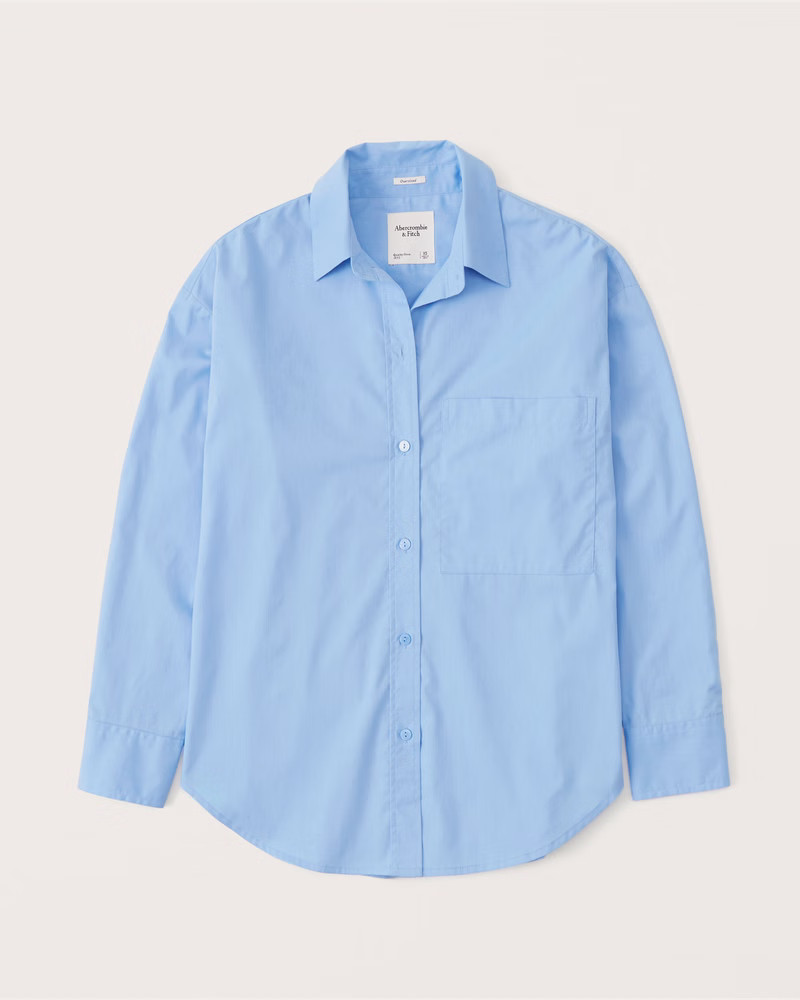 Women's Oversized Poplin Button-Up Shirt | Women's Tops | Abercrombie.com | Abercrombie & Fitch (US)