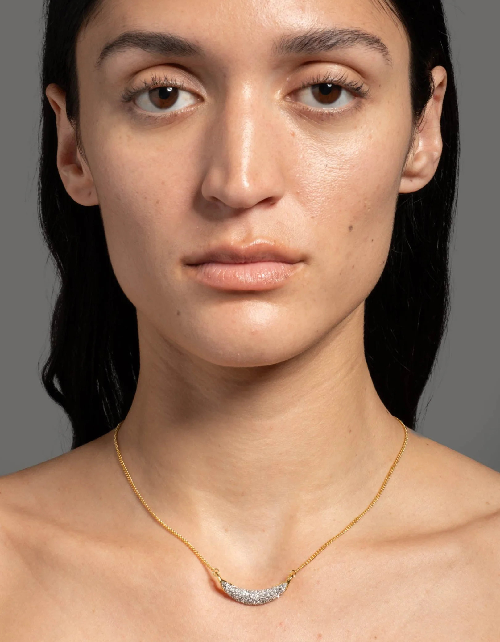 Solanales Crystal Small Crescent Necklace | Small Crystal Necklace | Alexis Bittar