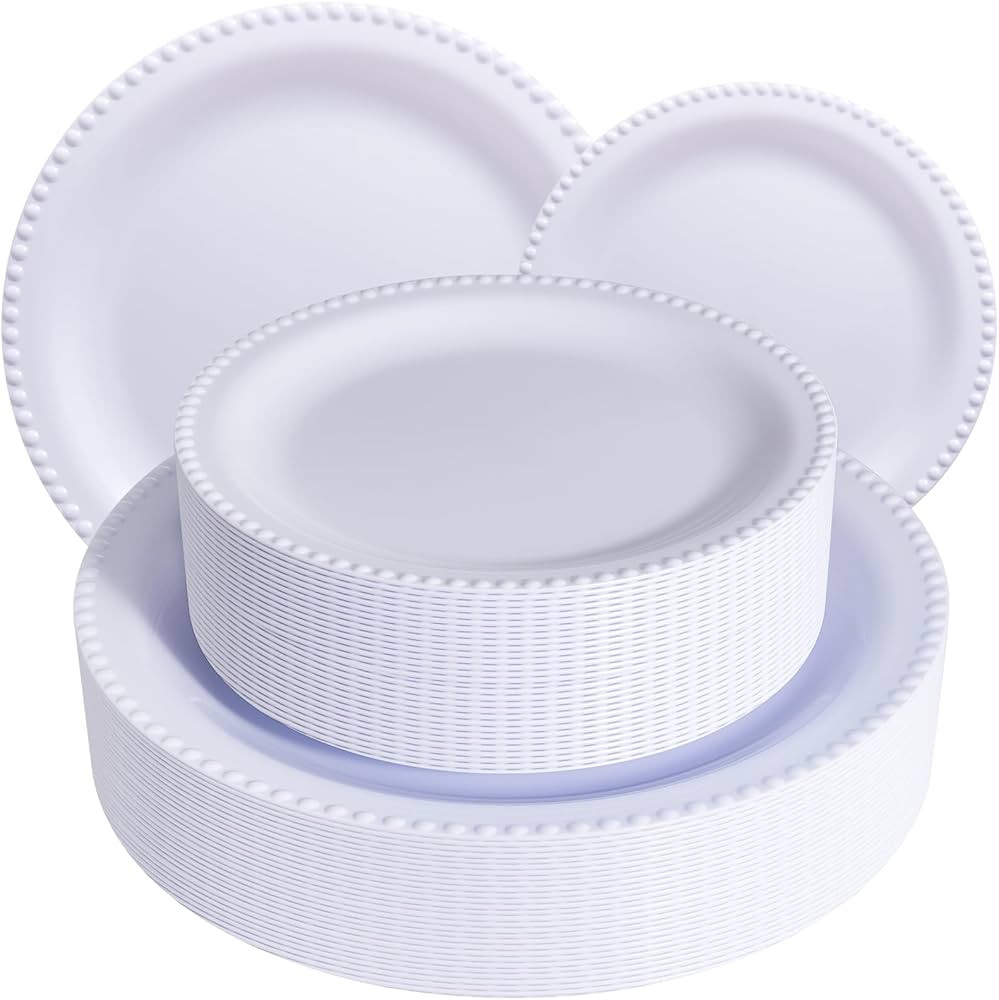 WELLIFE 60PCS White Plastic Plates, Heavy Duty Disposable Plastic Plates with 30PCS 10.25inch Din... | Amazon (US)