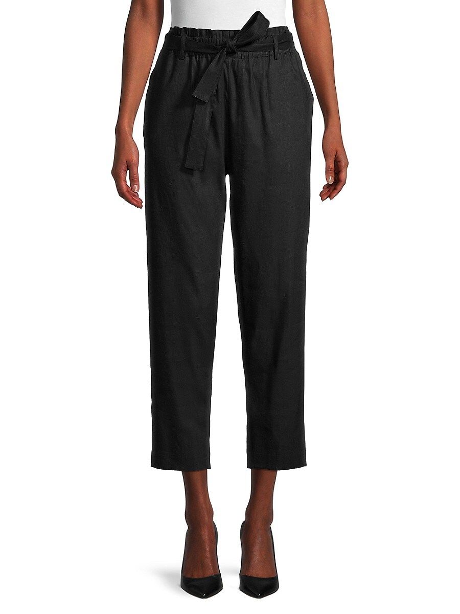 Calvin Klein Women's Linen-Blend Paperbag Pants - Black - Size M | Saks Fifth Avenue OFF 5TH