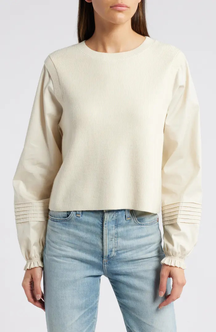 Treasure & Bond Poplin Sleeve Sweater | Nordstrom | Nordstrom