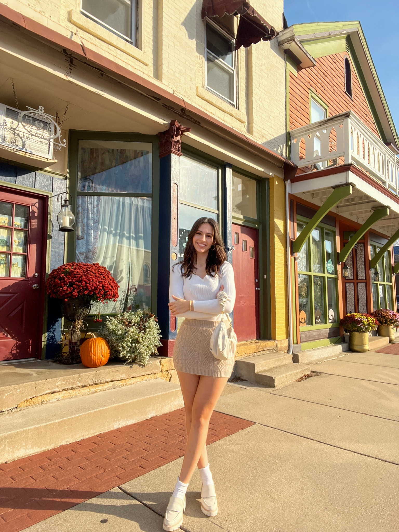 Sweetheart neckline top sweater skirt knit skirt mini skirt chunky loafers dolce vita loafers lettuce edge socks

#LTKstyletip #LTKfit #LTKshoecrush