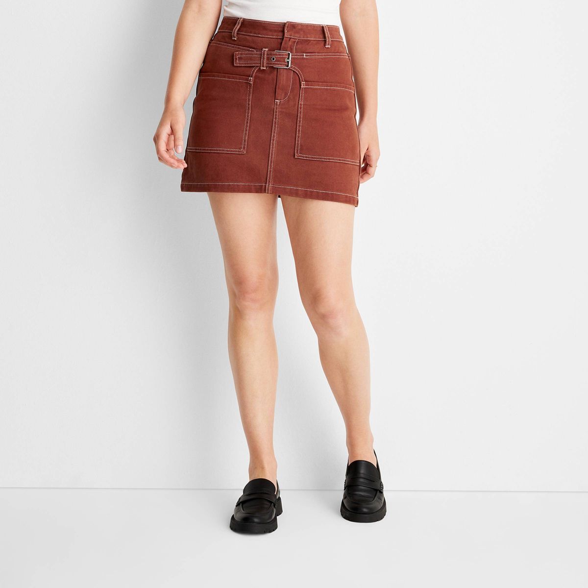 Women's Saddle Wrap Mini Skirt -  Future Collective™ with Reese Blutstein Rust | Target