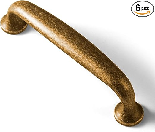 Goo-Ki 6 Pack Antique Brass Cabinet Handles, 5.04"(128mm) c-c Antique Bronze Drawer Pulls, Zinc A... | Amazon (US)