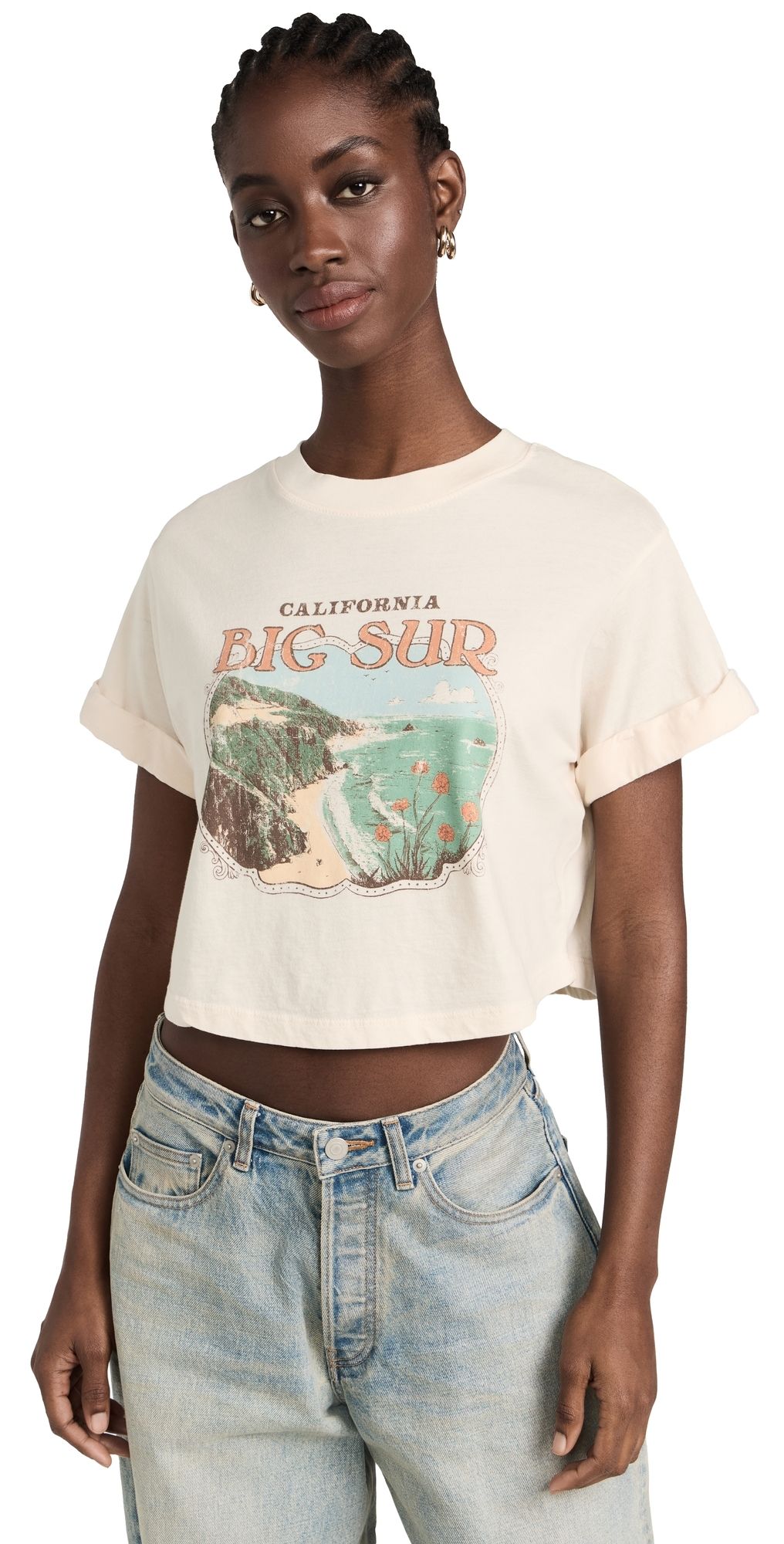 Girl Dangerous Big Sur Crop Boyfriend Tee Off White L | Shopbop