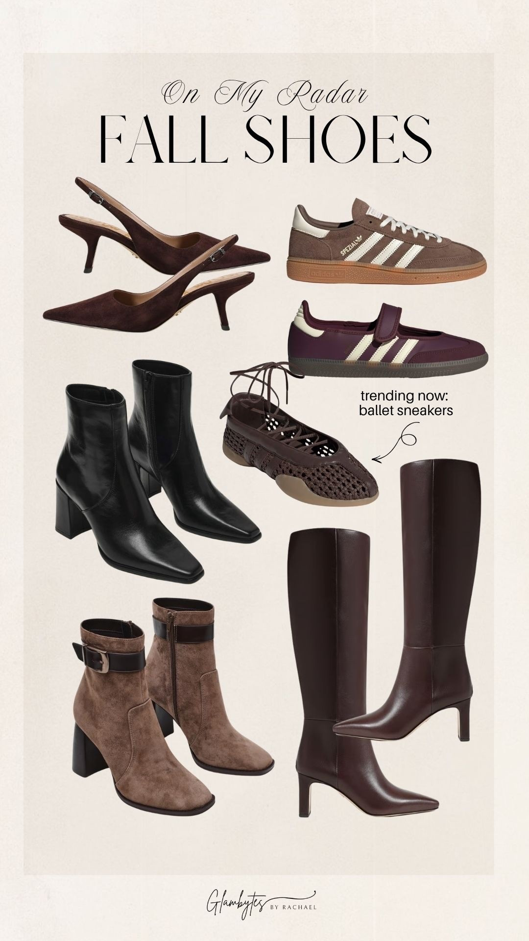Fall shoes trending now 🍂

Adidas, ballet sneakers, kitten heels, fall boots, fall trends, fall heels, fall fashion

#LTKSeasonal #LTKWorkwear #LTKActive