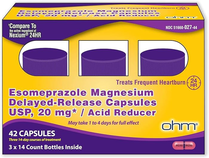Ohm Esomeprazole Magnesium Delayed Release Capsules 20mg - Frequent Heartburn & Acid Reflux Relie... | Amazon (US)