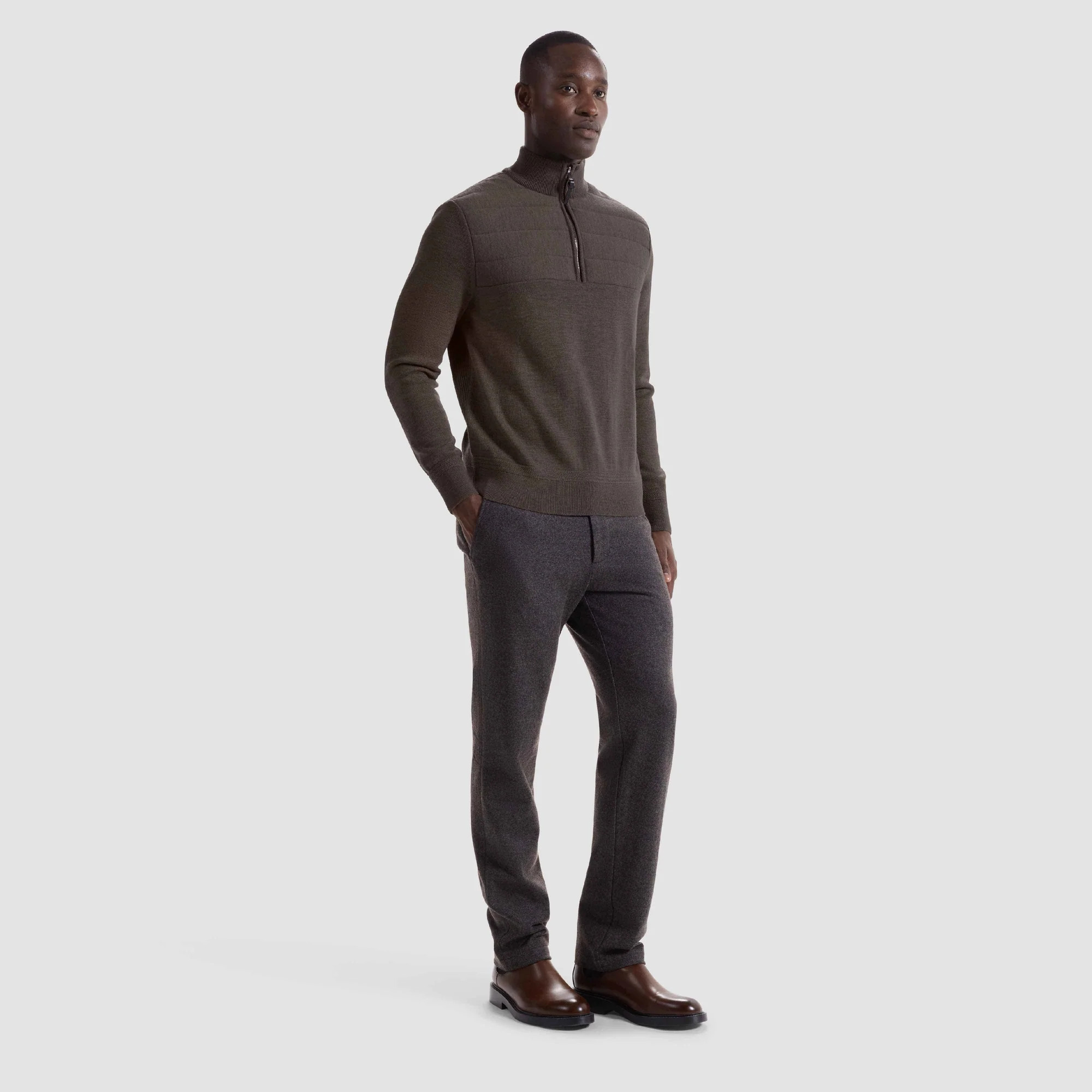 Melange Quarter Zip Mock Neck Sweater | Bugatchi