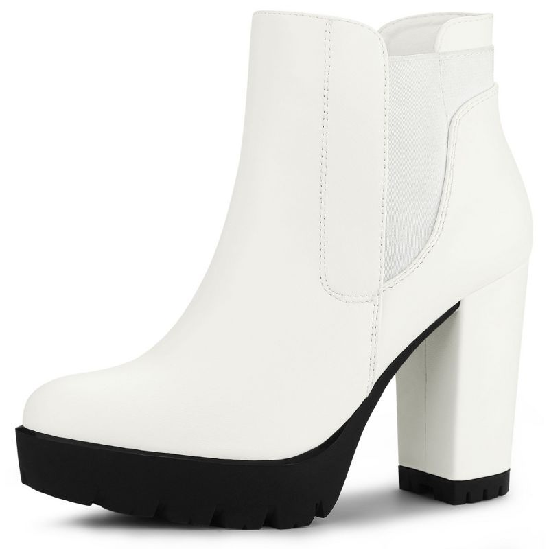 Allegra K Women's Chunky High Heel Platform Zipper Chelsea Boots | Target