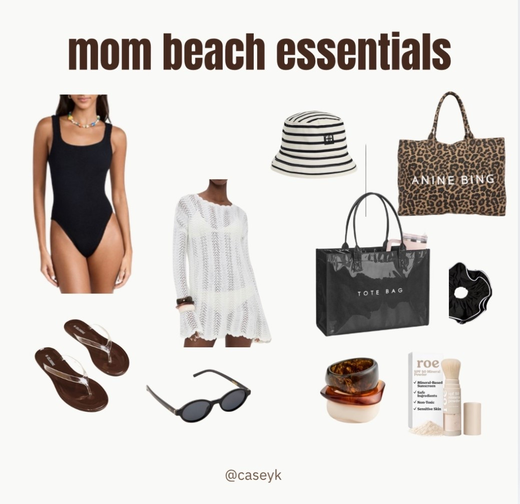 In my mom era - but I won’t be sacrificing style even at the beach #springbreak 

✔️one piece 
✔️cover up
✔️flip flops
✔️big tote bag/bags for all the baby beach gear you’ll be toting 
✔️hat
✔️scrunchie
✔️shades
✔️sunscreen that works for mom and baby 

#LTKSwim #LTKmomlife #LTKTravel