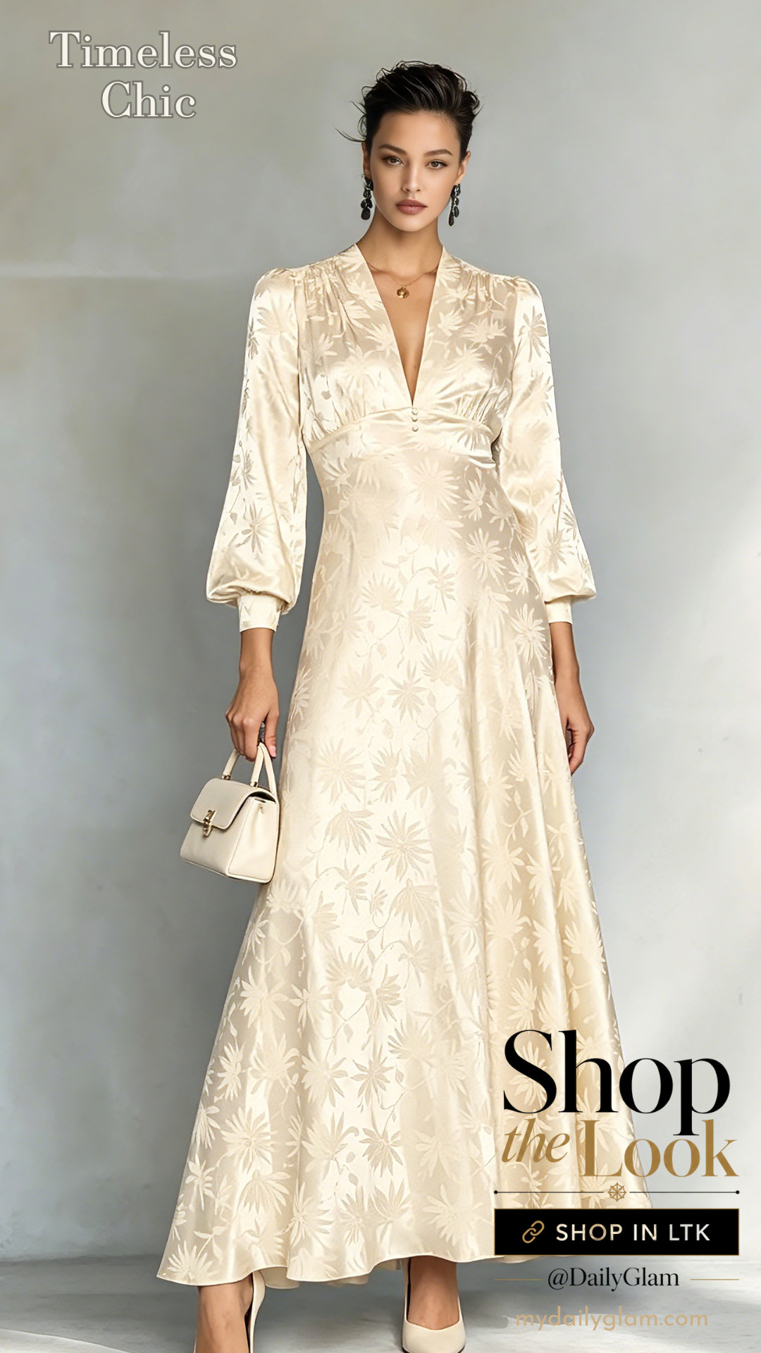 Cream Satin Jacquard Maxi Dress Formal Outfit
#SatinDress #WeddingGuestDress #MaxiDress #FormalOutfit #ChampagneDress 

 #LTKOver40 #LTKWorkwear