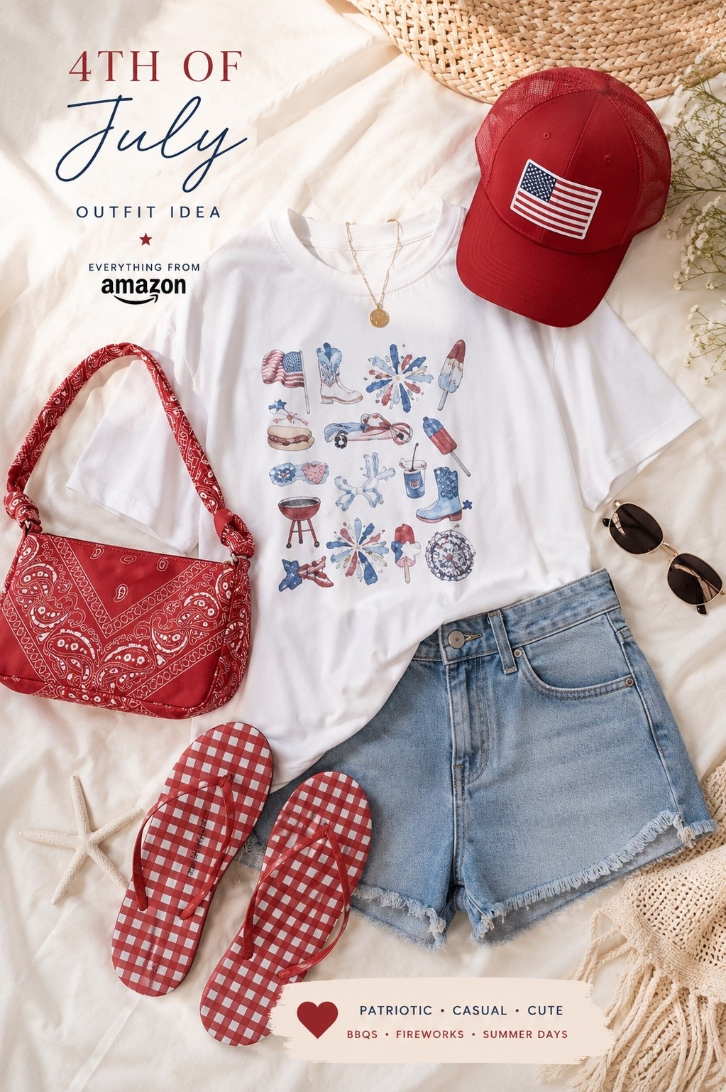 From patriotic fashion finds to summer accessories, this look is perfect for BBQs, fireworks, parades, and weekend adventures. Affordable pieces that create the cutest red, white, and blue outfit without sacrificing style.

✨ Trendy summer fashion
✨ Budget-friendly finds
✨ Patriotic outfit inspiration
✨ Easy holiday styling

#LTKootd #LTKSaleAlert #LTKSeasonal