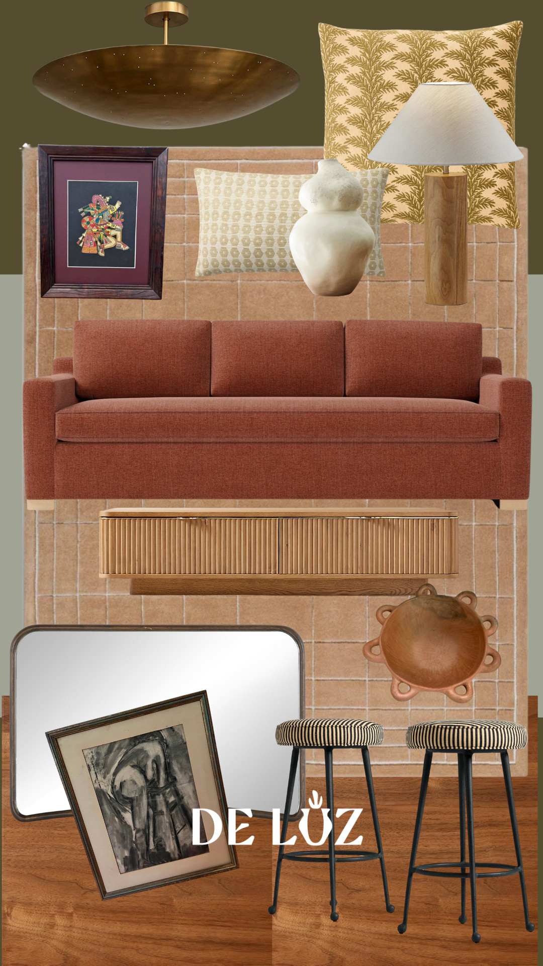 A cozy studio with a pink-leaning burnt umber sofa, stools that actually vibe with the living space, and a coffee table with hidden storage (because clutter is the enemy). Finished with small vintage art and playful details that keep it warm, layered, and very her. 

#LTKHome