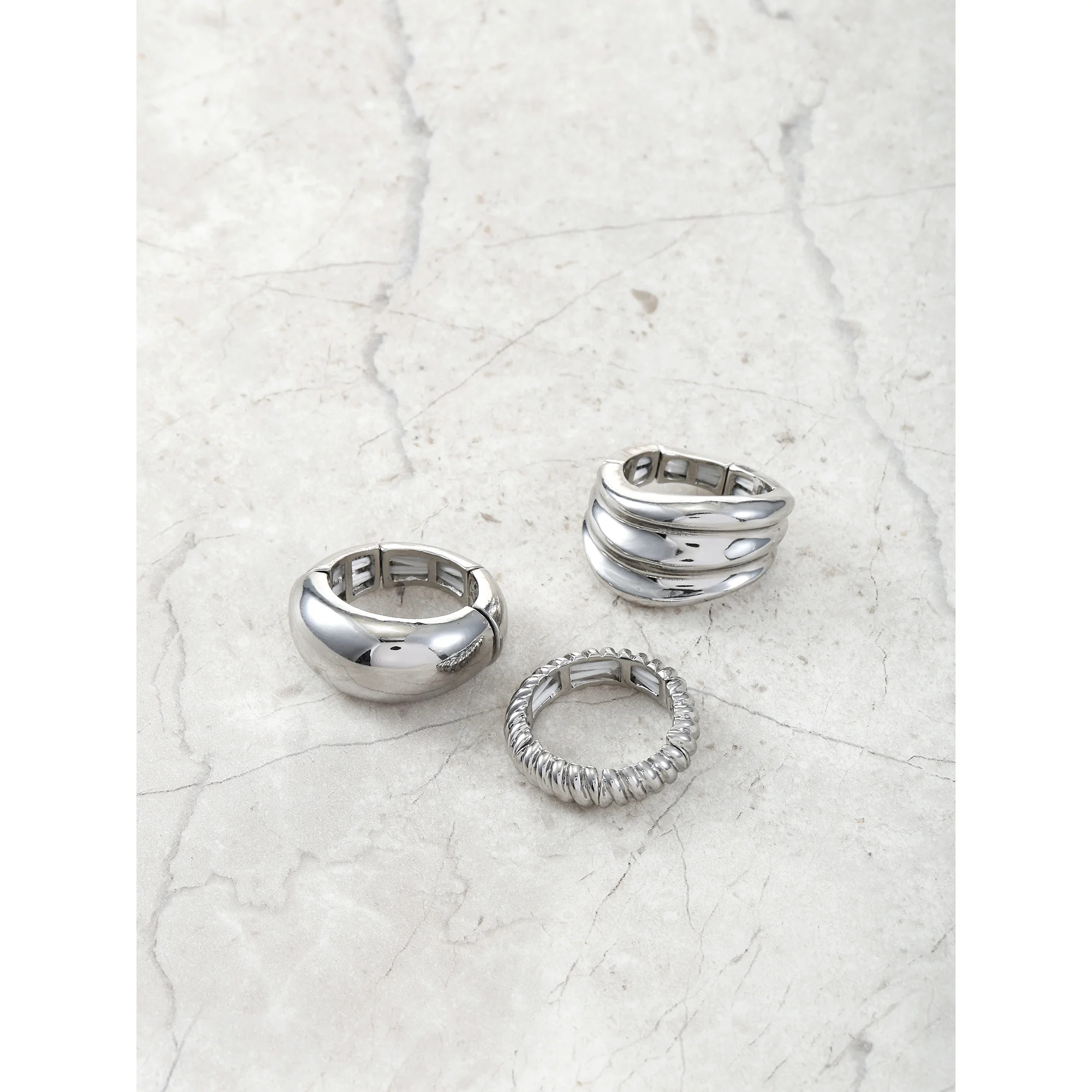 Time and Tru Silvertone Ring Set, 3 Pieces | Walmart (US)