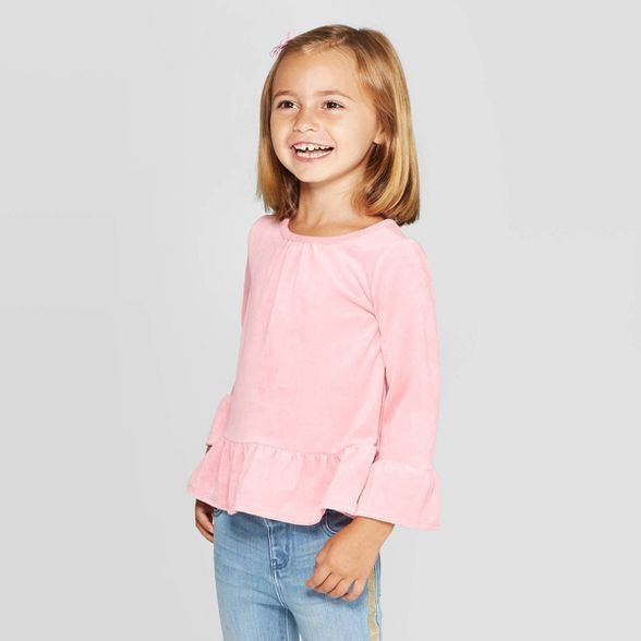 OshKosh B'gosh Toddler Girls' Long Sleeve Velour Blouse - Pink | Target