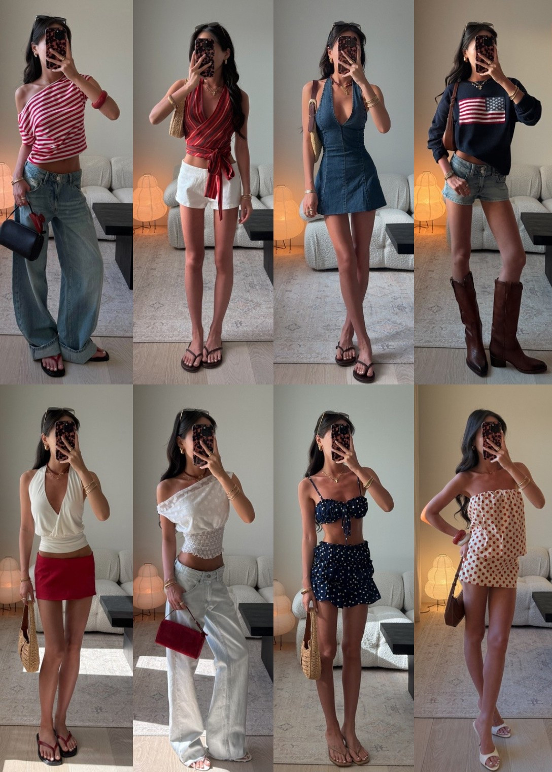 4th of july outfit inspo 🇺🇸✨ 

flag sweater is old hollister & red mini skirt is old garage - linked similar options for both! wearing size xxs/xs in most items or US 0 in jeans / denim shorts

#july4th #fourthofjuly

#LTKootd #LTKSeasonal